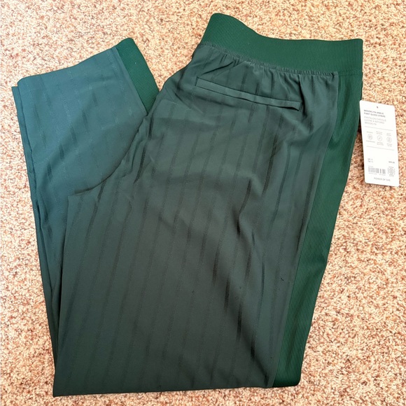 Athleta Pants - NEW! Athleta Brooklyn Dark Green Gloss Stripe Ankle Pants